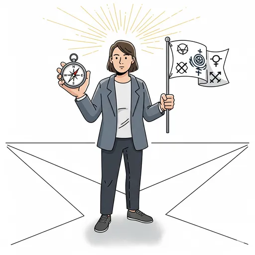 正しい言葉の選び方によって、思考の深さと一貫性を表現する様子を表すイラスト