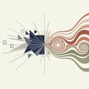 客観性と主観性の両方が調和し、バランスが取れている様子を表現した抽象的なイラスト。