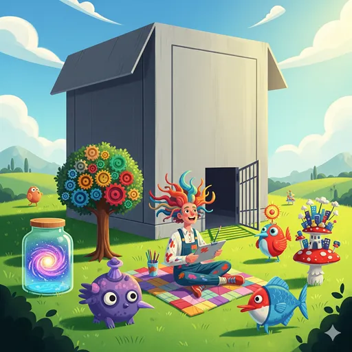 公式なルールに縛られず、自由に創作活動を楽しむクリエイターのイラスト