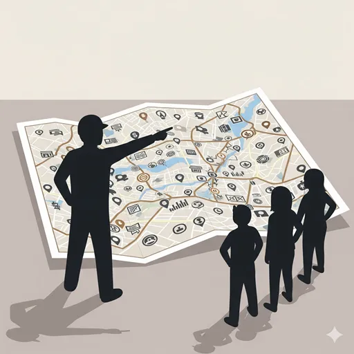 網羅的な情報収集を通じて、プロ意識と信頼性を証明するリーダーのイラスト