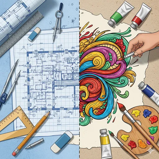 設計とデザインの比較を表すイラスト