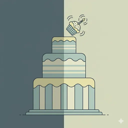 目標に階層を設定し、第一目標の達成という前提の上で、実現可能性の低い第二目標を控えめに狙う様子を表すイラスト