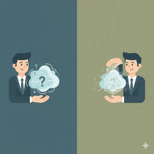 「いわば」の正しい使い方を習得した人物が、抽象的な概念を正確に捉え、それを誰もが理解できるシンプルなシンボルに変換している様子