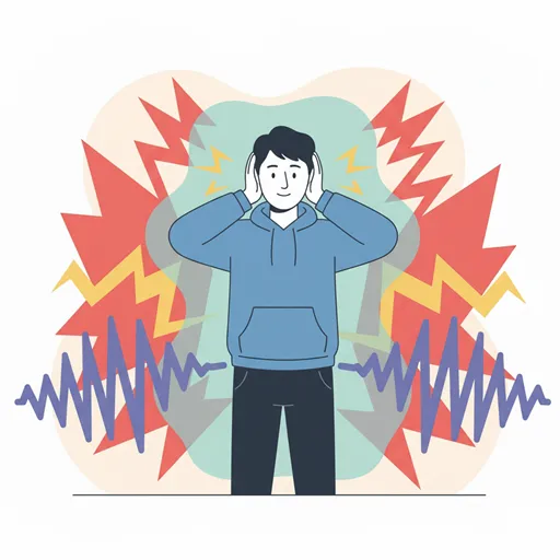 外部環境からの刺激に、微調整し、ストレスや違和感を軽減する様子を表すイラスト