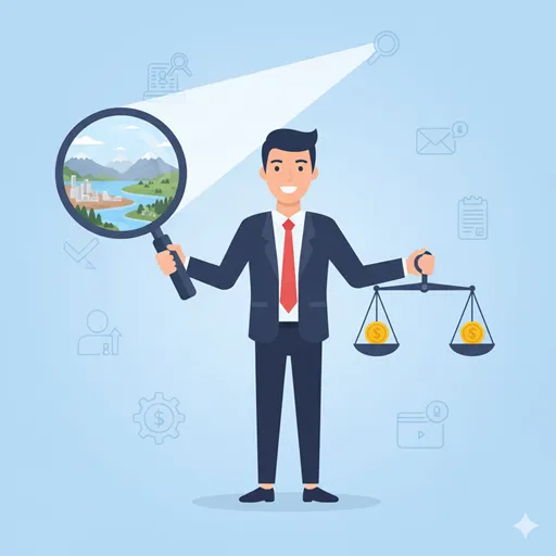 正しい言葉の選び方によって、主張の規模と情報の正確さという二つの軸を使い分けるリーダーのイラスト