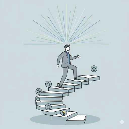 組織が、内発的な動機に基づき、PDCAサイクルを回して継続的に成長する様子を表すイラスト