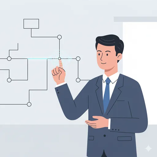 組織内の人間関係や感情の、表面には表れない微妙で繊細な変化を読み解く様子を表すイラスト