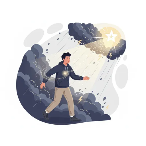 実現可能性は問わず、自分の意思や努力で未来を創造しようとする様子を表すイラスト