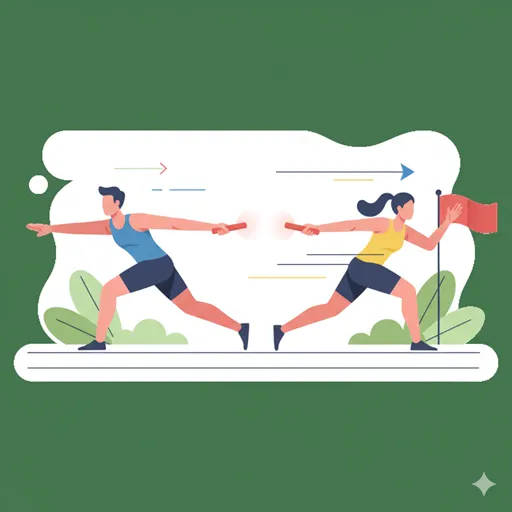 共通の目的を達成するため、具体的な資源や労力などを提供し合う様子を表すイラスト