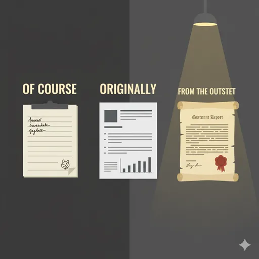 「もとより」が、文語的で硬質な文体（高い品格）と、論理の階層的な焦点を伴うことを示すイラスト