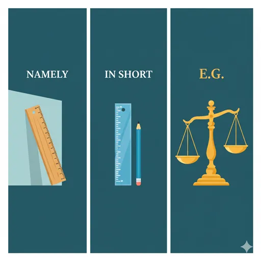 「即ち」が、「つまり」や「要するに」といった類語と異なり、格調の高さと論理的厳密性を持つことを示すイラスト