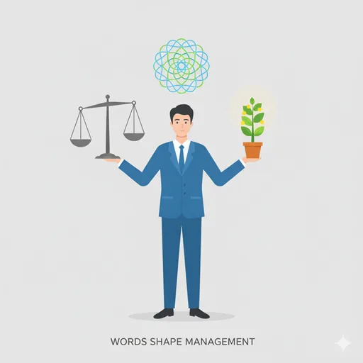 正しい言葉の選び方によって、規律の維持と自律的な成長という両輪を使いこなすリーダーのイラスト