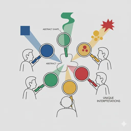 提示された事実やデータ（情報）に対し、個人の経験や専門性というレンズを通して、独自に解釈し、意見として表明する「見解」のプロセスを表すイラスト。