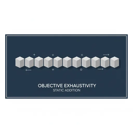 「〜に加えて」の概念を、同一の形状と重さを持つブロックを、単調なリストのように水平に次々と積み重ねていく様子として表現したイラスト