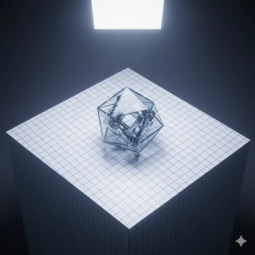 主体から切り離され、冷静な観察や分析を受ける受動的な対象物（データや物体）としての「客体」を表すイラスト。