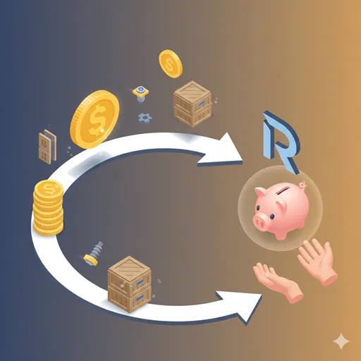 分散していた金銭や貸し出し物品が、所有者や元の場所へと戻ってくる様子。債権回収やリコールなど、あるべき姿勢への復元を象徴している
