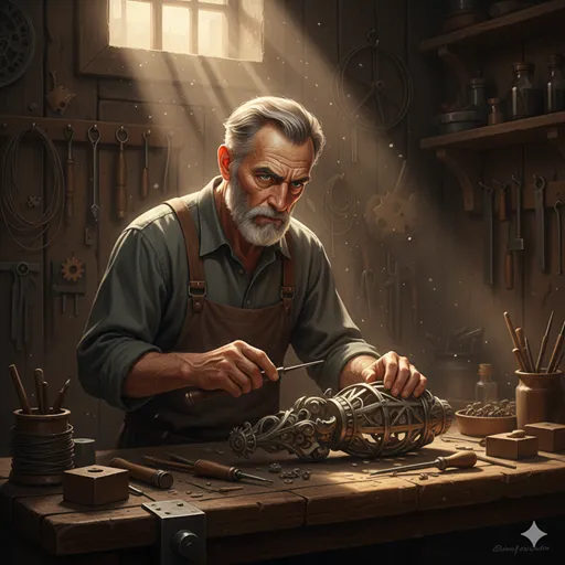 薄暗い工房で、誰に見せるためでもなく、ただ自分が納得するために極限まで細部を磨き上げる職人の手元。