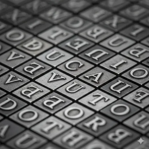 完璧に整列した活字のブロックが、強固な城壁のように積み上げられている様子。