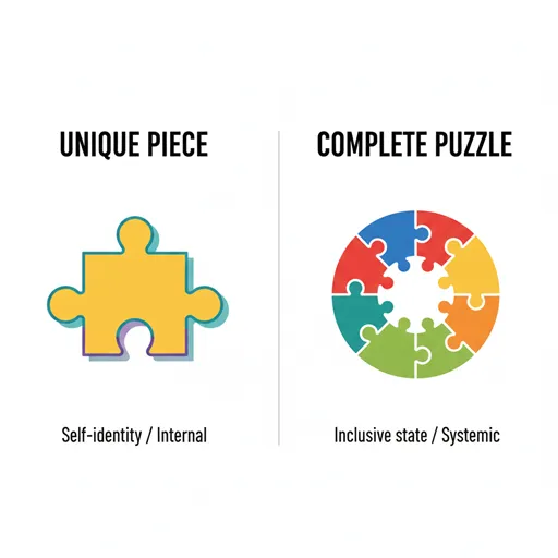 個性（INDIVIDUALITY）と多様性（DIVERSITY）を、一（ONE）と多（MANY）の観点で比較した英語のインフォグラフィック。