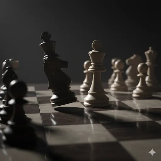 チェスボードの上で、王手（チェックメイト）をかける最後の一手。
