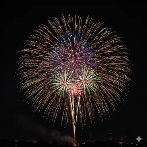 夜空に大輪の花を咲かせ、一瞬の輝きとともに消えていく鮮やかな花火。