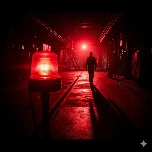 危険を知らせる警告灯が点滅しているにもかかわらず、平然とその横を通り過ぎようとする無謀な態度のイメージ。