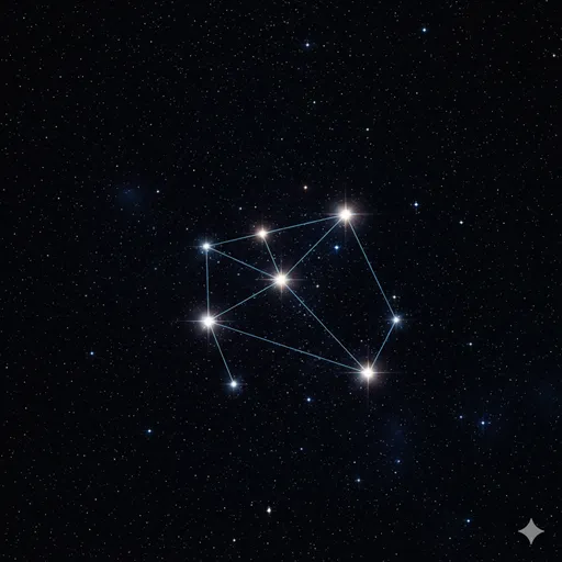 夜空に浮かぶ無数の星の中から、特定の星を結びつけて星座(構造)を形作っている様子。