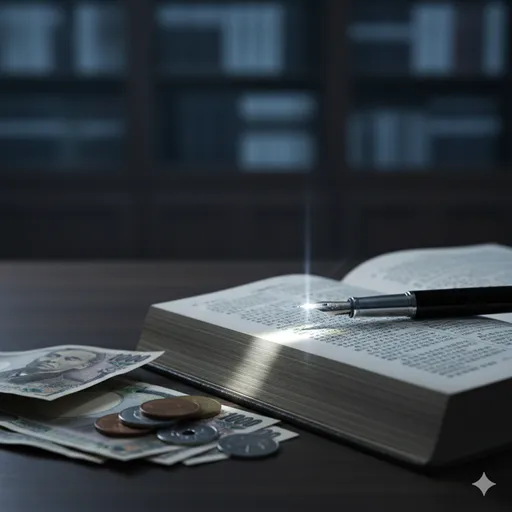 わずかな枚数の紙幣と、警察のバッジを想起させるシンボル。