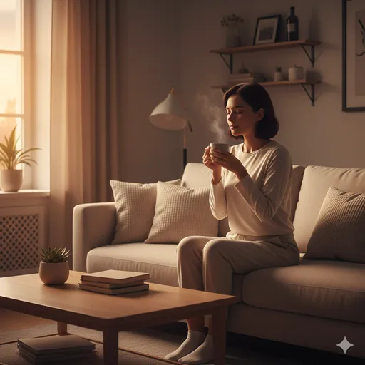 綺麗に片付いた部屋の窓辺で、温かいお茶を淹れて心身のバランスを保つ、充実したひととき。