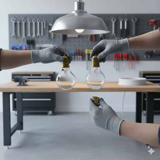 古いタイヤが外され、全く同じ形の新しいタイヤが装着される、メンテナンスと更新のプロセス。