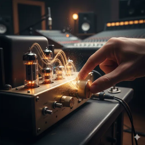 ギタリストがアンプのつまみを回し、小さな弦の振動が巨大なスピーカーから音の波となって空気中を震わせている瞬間。