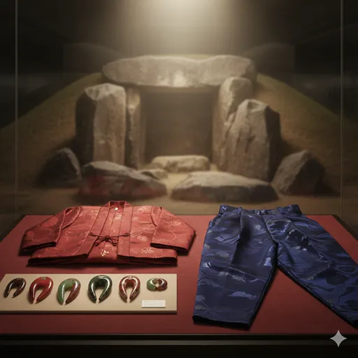 飛鳥時代の装飾模倣品や、高松塚古墳の壁画のような色彩を持つ伝統的な意匠。