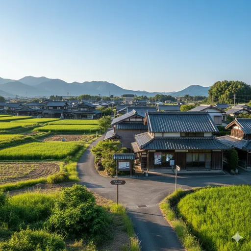 明日香村役場を彷彿とさせる和風建築の公共施設や、村のシンボルである万葉の風景。