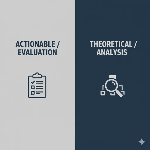 JUDGMENT (検討)とINSIGHT (考察)を、天秤とパズルのアイコンで比較した英語のインフォグラフィック。