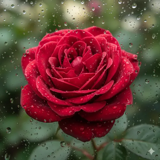 ぼやけたレンズ越しに見える景色が、中央だけピントが完璧に合い、鮮やかな色彩と質感が見える様子。