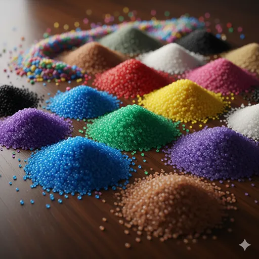 混ざり合った色のついた砂が、綺麗な境界線で分けられて整列している様子。