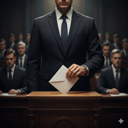 重厚な木製の投票箱に、白い票が次々と投じられていく厳粛な瞬間。