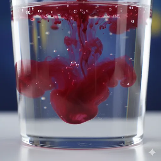 他者の涙の色が、自分の透明な心に溶け出して染まっていく様子を表現した抽象的なイメージ。