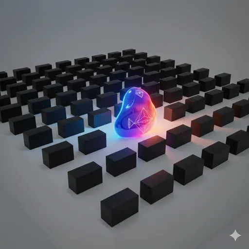 無数の同じ電球の中に、一つだけ異なる色で輝きを放ち、周囲を照らしている特別な電球。