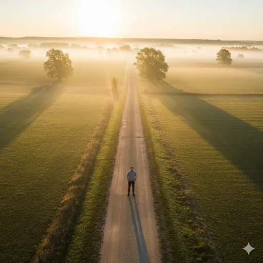 霧が晴れた道を、真っ直ぐに前を見据えて歩き出す、誠実さと知性を備えた人物。
