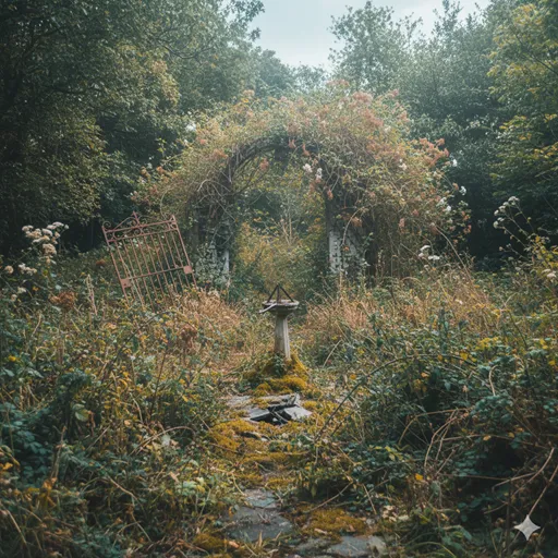 手入れが全くされず、雑草が伸び放題になっている庭。関心が向けられていない状態。