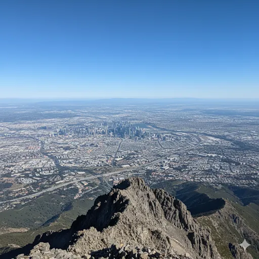 山頂から見下ろした、迷路のような街の構造と、そこを流れる交通の大きな流れ。