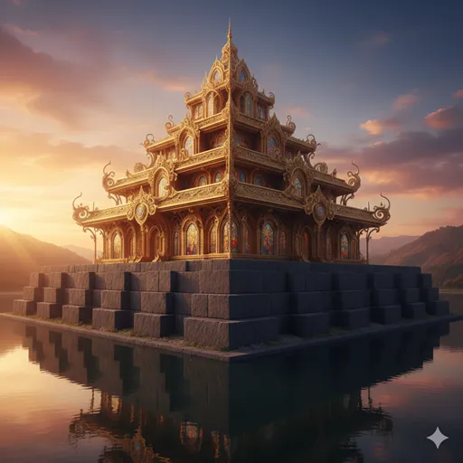 頑丈な石造りの土台の上に、繊細で美しい彫刻が施されている建築物の一部。