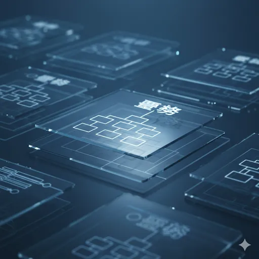 複数のパーツが組み合わさって一つの大きな地図やシステムを形成している、組織的な役割と責任の広がり。