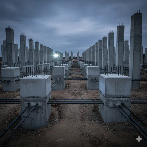 地層のように積み重なった客観的なデータや、地面にしっかりと根を張る大木の根元のイメージ。