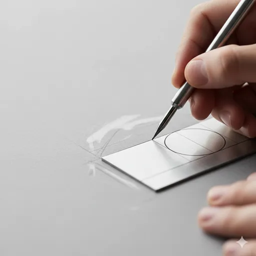 霧の中にあった図形が、鋭いペン先で縁取られ、くっきりとした輪郭を持つ様子。