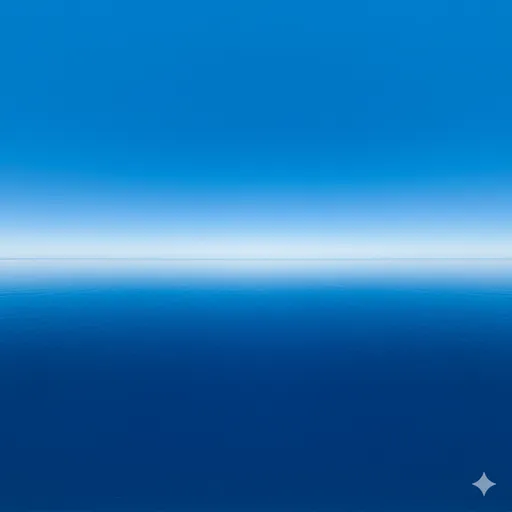 境界線のない水平線と、どこまでも続く青い海。すべてを包み込む網羅性の象徴。