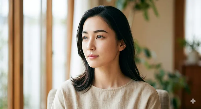 眉目秀麗の意味を表す、目元や顔立ちの整いが印象的な人物のイメージ