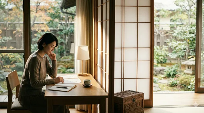 個人が自分の名前を見直し、新しい名前を選ぼうとしている様子を表したイメージ