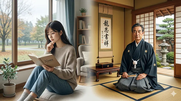 名前が変わる二つの場面が似て見えつつ本質は異なることを表した対比イメージ